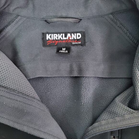 Kirkland Signature Mens M Black Gray Fleece Lined Jacket Softshell Zip Pockets - Picture 3 of 8
